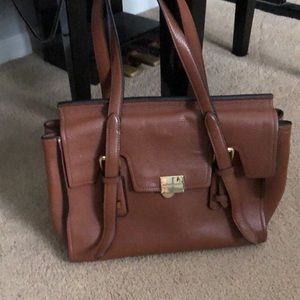 BCBGMAXAZRIA brown leather satchel bag